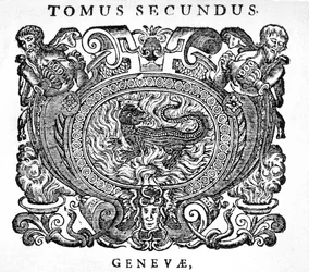 Holzschnitt auf der Titelseite von Bibliotheca chemica curiosa, 1702